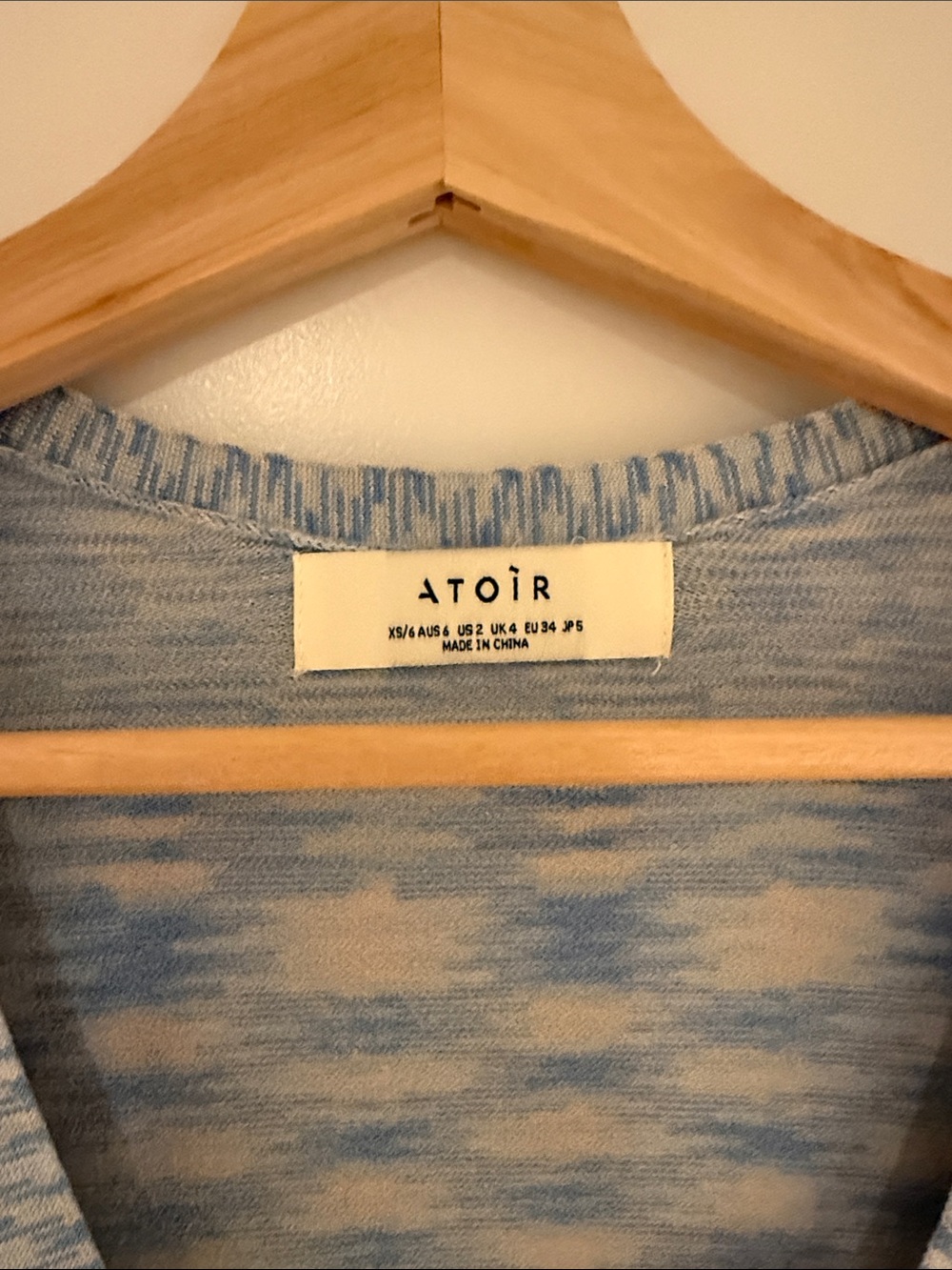 Atoir Light Blue & Cream Knit V-Neck Long Sleeve Dress - Picture 2 of 5